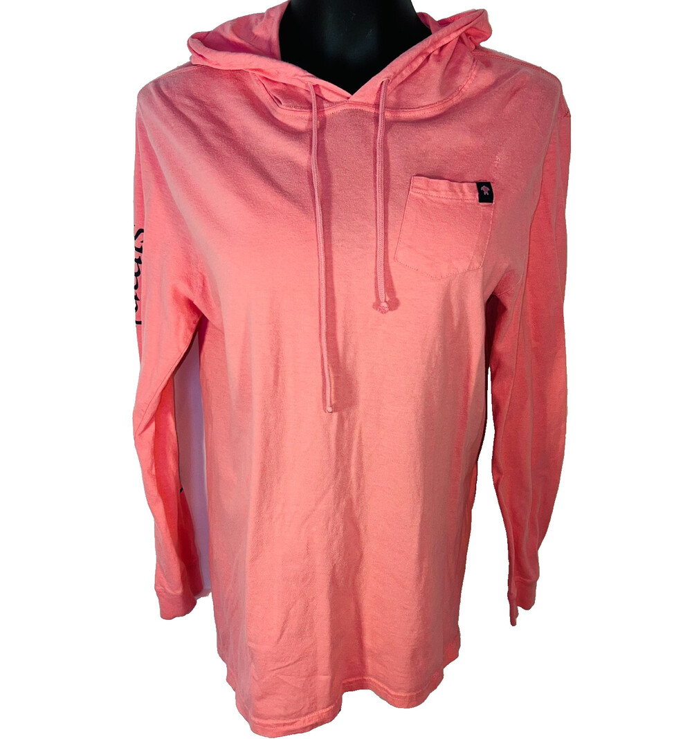 Simply Southern Hooded Tee Shirt Womens M Pink Back Logo Sweatshirt Beach Preppy